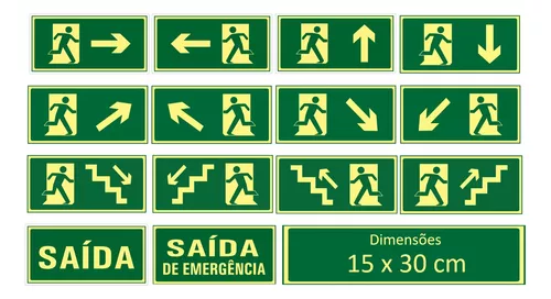 Kit - 10 Placas De Sinalização Fotoluminescente Diversas