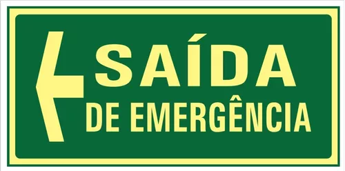 Placa De Saída De Emergência Fotoluminescente Seta Esquerda