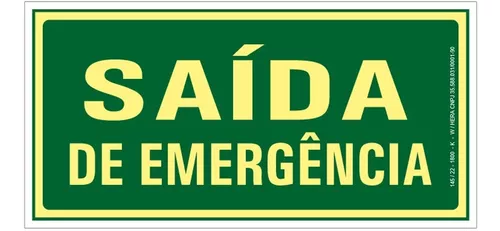 Placa De Saída De Emergência Fotoluminescente