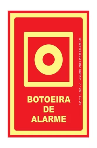 Placa De Sinalização Botoeira De Alarme Fotoluminescente