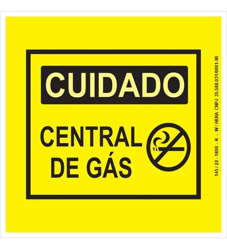 Placa De Sinalização Central De Gas 20 X 20 Fotoluminescente