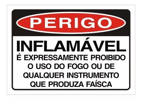 Placa De Sinalização - Perigo Inflamável - Fotoluminescente