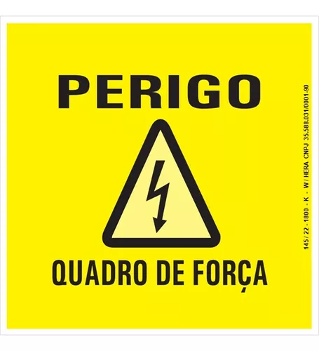 Placa De Sinalização Perigo Quadro De Força Fotoluminescente