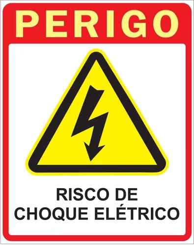 Placa De Sinalização - Risco De Choque - Fotoluminescente